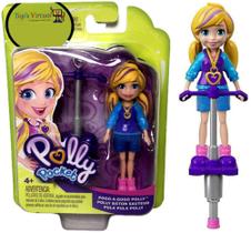 Mini Boneca Colecionável Menina Loira Polly Pocket Moderna - Com Acessório Pula Pula - Mattel Mini Boneca Colecionável Menina Loira Polly Pocket Moderna - Com Acessório Pula Pula - Mattel