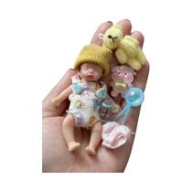 Mini Boneca De Bebê Reborn De Silicone De 8 Cm Com 2 Conjuntos De Roupas De Toque Macio E Corpo