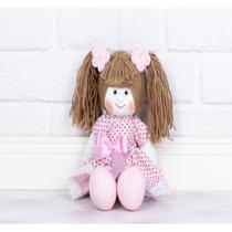 Mini boneca juliana vestido com lese poá