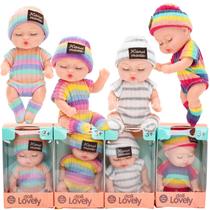 Mini Bonecas Bebê Triamisus 10 cm 4 Peças com Roupas de Animais Mini Bonecas Bebê Triamisus 10 cm 4 Peças com Roupas de Animais