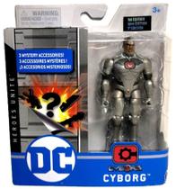 Mini Boneco Colecionável Cyborg - Acompanha 03 Acessórios Misteriosos Surpresa - Herói Da Liga Da Justiça - Dc Comics - Sunny