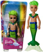 Mini Boneco Colecionável Menino Boy Tritão - Verde - Chelsea Club - Família Da Boneca Barbie Sereia Dreamtopia - Mattel Brinquedos