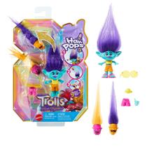 Mini Boneco com Acessórios - Branch - Hair Pops - Trolls 3 - Juntos Novamente - 7 cm - Mattel