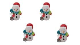 Mini Boneco De Neve 4 Peças Enfeite Decoração Natal Cerâmica