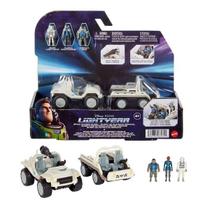 Mini Bonecos Com Veiculos Buggy Da Patrulha Espacial e Veiculo de Transporte Do Comando Estelar - Lightyear O Filme