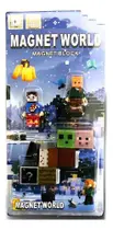 Mini Bonecos Inspirado Minecraft Bloco Montar Magnetico