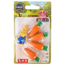 Mini Borrachas 3D Personalizadas em Formato de Coelhinho e Cenoura Super Fofas Papelaria Material Escolar