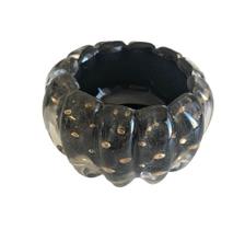 Mini Bowl de Cristal Murano Preto com Ouro