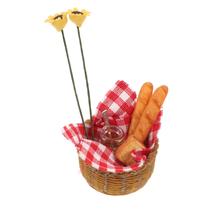Mini Bread Basket, conjunto de brinquedos de acampamento para bonecas para decorar bolos