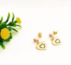 Mini Brinco Pedrinha Zircônia e Coração. Comprar e Usar Mini Brinco Pedrinha Zircônia e Coração. Comprar e Usar