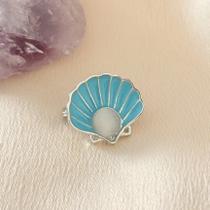 Mini Broche Concha Azul Esmaltada