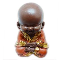 Mini Buda da Felicidade Meditando Prosperidade Marrom 7cm