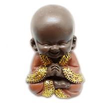 Mini Buda da Felicidade Rezando Prosperidade Marrom 7cm - Flash