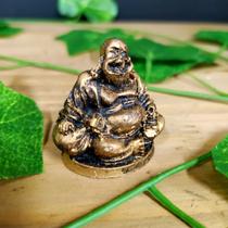 Mini buda da fortuna sentado dourado em resina 4cm Mini buda da fortuna sentado dourado em resina 4cm