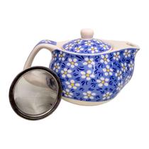Mini Bule de Chá Flores Porcelana Infusor Inox Chaleira Mini Bule de Chá Flores Porcelana Infusor Inox Chaleira