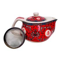 Mini Bule de Chá Oriental Porcelana Infusor Inox Chaleira - Multiart