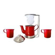 Mini Bule Suporte Coador Filtro De Café E 2 Canecas 160Ml