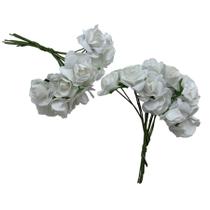 Mini Buque de Flores Artificiais - Branco - 8cm - 12 unidades - Rizzo