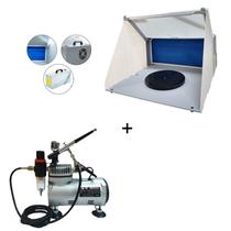 Mini cabine bivolt com led+ kit aerografo profissional completo