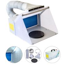 Mini cabine para aerografia wws prato giratorio bivolt com led e exaustor