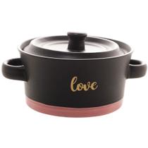 Mini Caçarola Cerâmica 340ml Love Preto e Rosa - Wolff