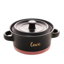 Mini Caçarola Cerâmica Love Preto Matt/Rosa 16,5X12,5X8,5Cm - WOLFF