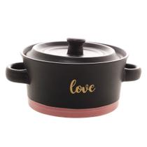 Mini Caçarola de Cerâmica Love Preto Matt e Rosa 16,5cmx12,5cmx8,5cm Wolff