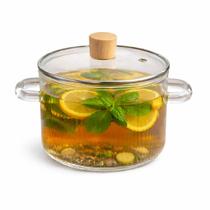 Mini Caçarola de Vidro Borossilicato Tigela com Tampa 1500ml