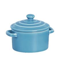 Mini Caçarola em Cerâmica Azul 250ml Com Tampa
