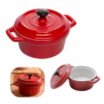 MINI CACAROLA PORCELANA BLACK LID VERMELHA 13x10x8cm 150ml