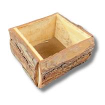 Mini Cachepot De Madeira De Pinus P Quadrado Para Decoração