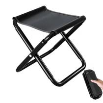 Mini Cadeira Dobrável Banco Portátil De Pesca Camping Filas Cor:Preto