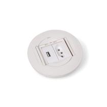 Mini caixa 1 Tomada 20a 1 USB Charger Redonda Para Móveis - Branca