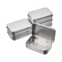 Mini Caixa De Lata Prateada Retangular De Metal Vazia Com Tampa Articulada Para Armazenamento De Mini Caixa De Lata Prateada Retangular De Metal Vazia Com Tampa Articulada Para Armazenamento De
