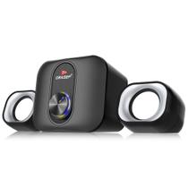 Mini Caixa de Som 2.1 Subwoofer RGB 11W RMS P2 3,5mm Plug Play Grasep D-GP304
