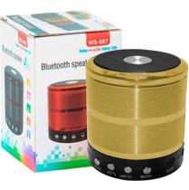 Mini Caixa De Som Bluetooth Portátil Speaker Ws-887 - Ouro - Mini Speaker