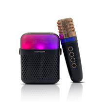 Mini Caixa De Som Karaokê Bluethooth Led Microfone