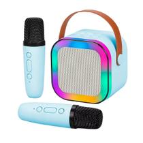 Mini Caixa de Som Karaokê com LED e 2 Microfones Mini Caixa de Som Karaokê com LED e 2 Microfones