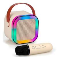 Mini Caixa de Som Microfone Bluetooth Portátil RGB - Universal
