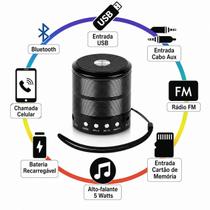 Mini Caixa de Som Portátil Bluetooth WS887 Sem Fio Recarregável