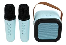 Mini Caixa De Som Portátil Karaokê Bluetooth 5w 2 Microfones Azul - Alfacell