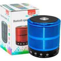 Mini Caixa De Som Portátil Speaker Bluetooth Ws-887 Azul - Max Mídia