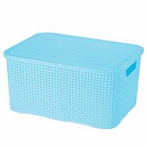 Mini Caixa Rattan 7L Baby Com Tampa E Pegadores Para Organização De Brinquedos