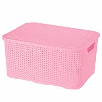 Mini Caixa Rattan 7L Baby Com Tampa E Pegadores Para Organização De Brinquedos Mini Caixa Rattan 7L Baby Com Tampa E Pegadores Para Organização De Brinquedos