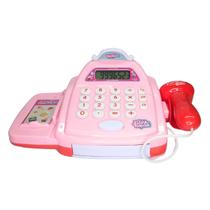 Mini Caixa Registradora De Brinquedo Infantil Menina Com Calculadora Som E Luz Rosa