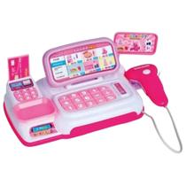 Mini Caixa Registradora De Brinquedo Infantil Menina Com Som E Luz Rosa