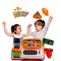 Mini Caixa Registradora Infantil Brinquedo Mercado Menino Menina Acessórios Completa Educativo Lojinha Cartão