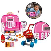 Mini Caixa Registradora Infantil Com Luz E Som Brinquedo Mercado Menino Máquina Supermercado Educativo Lojinha Croissant