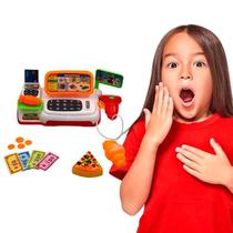 Mini Caixa Registradora Infantil Com Luz E Som Mercado Menina Máquina Supermercado Acessórios Completa Educativo Cartão