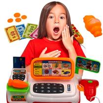 Mini Caixa Registradora Infantil Mercadinho Brinquedo Mercado Menina Criança Completa Educativo Cartão Interativa